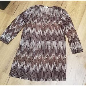 Chico's Cardigan Sweater Brown's /White 3/4 Classic Sleeve Boho See Measurements